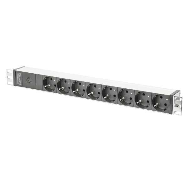 DIGITUS DN-95410 - 1HE Aluminium Steckdosenleiste 10A Plug, 250VAC 50/60Hz, IEC C14 plug, pre-fuse