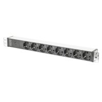DIGITUS DN-95410 - 1HE Aluminium Steckdosenleiste 10A Plug, 250VAC 50/60Hz, IEC C14 plug, pre-fuse