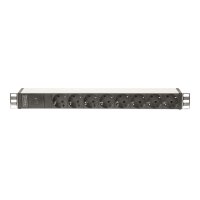 DIGITUS DN-95410 - 1HE Aluminium Steckdosenleiste 10A Plug, 250VAC 50/60Hz, IEC C14 plug, pre-fuse