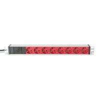 DIGITUS DN-95410-R - 1U Aluminium PDU, 8x rote CEE 7/7 10A Plug, 250VAC 50/60Hz,