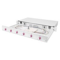 DIGITUS DN-96330-4 - LWL Spleißbox, 1HE, bestückt, 6x LC DX, OM4 inkl. Spleißkass., gefärbte Pigtails, Kupplungen