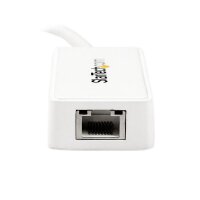 StarTech.com USB 3.0 Gigabit Ethernet Lan Adapter mit USB Port - Weiß - Kabelgebunden - RJ-45 - USB - 5000 Mbit/s - Weiß