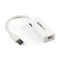 StarTech.com USB 3.0 Gigabit Ethernet Lan Adapter mit USB Port - Weiß - Kabelgebunden - RJ-45 - USB - 5000 Mbit/s - Weiß
