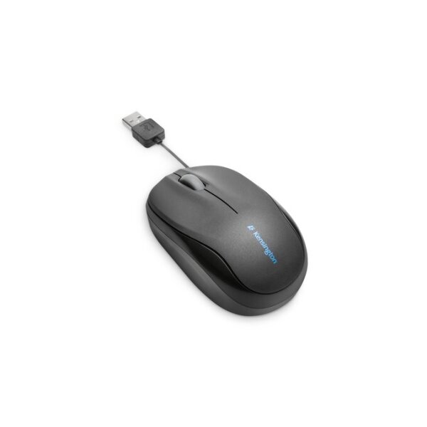 Kensington Pro Fit™ Mobil-Maus - einziehbares Kabel - Beidhändig - Optisch - USB Typ-A - 1000 DPI - Schwarz