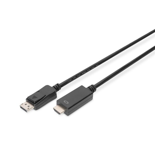 DIGITUS AK-340303-010-S - Displayport Adapterkabel, DP - HDMI Typ A St/St, 1.0m, w/lock, DP 1.2_HDMI2.0, 4K/60Hz,CE,sw