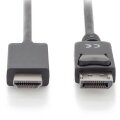 DIGITUS AK-340303-010-S - Displayport Adapterkabel, DP - HDMI Typ A St/St, 1.0m, w/lock, DP 1.2_HDMI2.0, 4K/60Hz,CE,sw