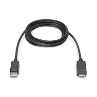 DIGITUS AK-340303-030-S - Displayport Adapterkabel, DP - HDMI Typ A St/St, 3.0m, w/lock, DP 1.2_HDMI2.0, 4K/60Hz,CE,sw