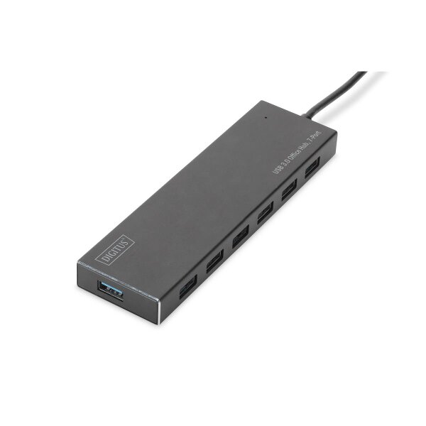 DIGITUS DA-70241-1 - USB 3.0 Hub, 7-port Inkl. 5V/3,5A Netzteil, Aluminium Gehäuse
