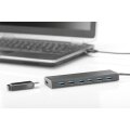 DIGITUS DA-70241-1 - USB 3.0 Hub, 7-port Inkl. 5V/3,5A Netzteil, Aluminium Gehäuse