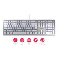 Cherry KC 6000 SLIM Kabelgebundene Tastatur - Silber/ Weiß - USB (QWERTZ - DE) - Volle Größe (100%) - Kabelgebunden - USB - QWERTZ - Silber