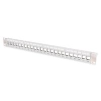 DIGITUS DN-91410-LF - Modular Patch Panel, geschirmt, 24-port Blank, 1HE, Rack Mount, transp. Beschr.feld, grau