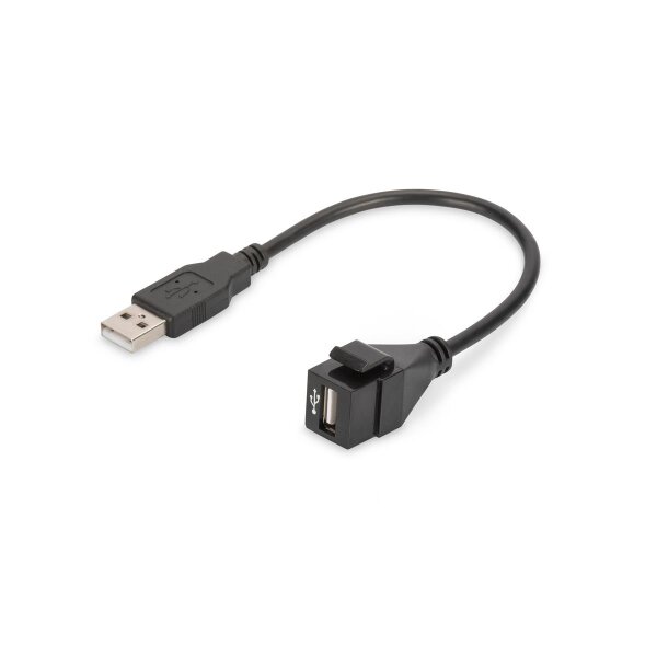 DIGITUS DN-93402 - USB 2.0 Keystone Modul für DN-93832, mit 16 cm Kabel, schwarz (RAL 9005)