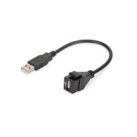 DIGITUS DN-93402 - USB 2.0 Keystone Modul für DN-93832, mit 16 cm Kabel, schwarz (RAL 9005)