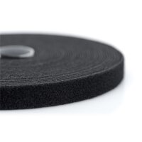 DIGITUS AK-770905-100-S - Haken-und-Schlaufen Verschlussband Gewebe, 10m x 15mm x 2,6 mm, auf Rolle, sw