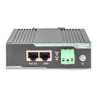 DIGITUS DN-651112 - Industrieller Gigabit PoE+ Injektor 802.3 af/at 60W Ausgangsleistung, Hutschiene und Wandmontage,