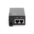 DIGITUS DN-95102-1 - Gigabit Ethernet PoE Injector, 802.3af Power Pins:4/5(+),7/8(-), 15.4W
