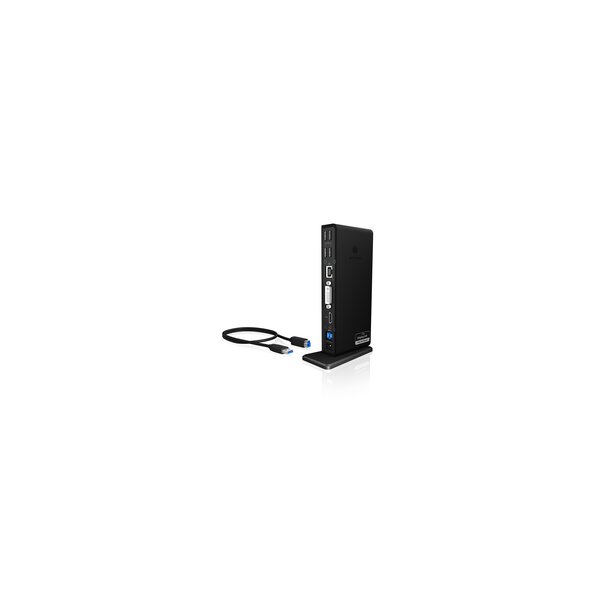 ICY BOX IB-DK2241AC - Kabelgebunden - USB 3.2 Gen 1 (3.1 Gen 1) Type-A - 3,5 mm - 10,100,1000 Mbit/s - Schwarz - 5 Gbit/s