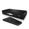 ICY BOX IB-DK2241AC - Kabelgebunden - USB 3.2 Gen 1 (3.1 Gen 1) Type-A - 3,5 mm - 10,100,1000 Mbit/s - Schwarz - 5 Gbit/s