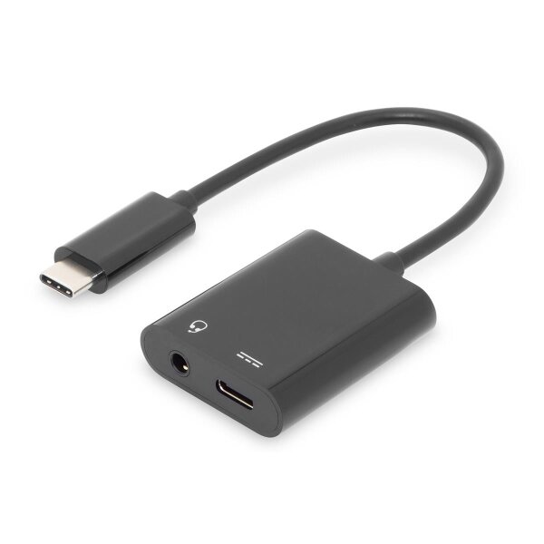 DIGITUS AK-300400-002-S - USB Type-C Verteilerkabel, Typ C - 3.5mm+Typ C St/Bu/Bu, 0.2m, Gen2, 5A, 10GB, Vers. 3.1, CE, sw