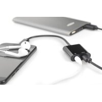 DIGITUS AK-300400-002-S - USB Type-C Verteilerkabel, Typ C - 3.5mm+Typ C St/Bu/Bu, 0.2m, Gen2, 5A, 10GB, Vers. 3.1, CE, sw