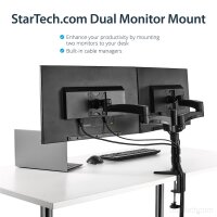 StarTech.com Dual Monitorhalterung mit verstellbaren Armen - Monitor Tischhalterung höhenverstellbar - Klemme - 13,6 kg - 30,5 cm (12 Zoll) - 61 cm (24 Zoll) - 100 x 100 mm - Schwarz
