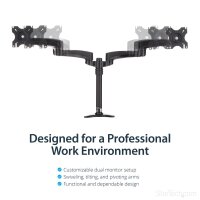 StarTech.com Dual Monitorhalterung mit verstellbaren Armen - Monitor Tischhalterung höhenverstellbar - Klemme - 13,6 kg - 30,5 cm (12") - 61 cm (24") - 100 x 100 mm - Schwarz