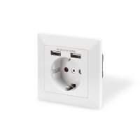DIGITUS DA-70613 - Schutzkontakt Steckdose, 2x USB, USB...