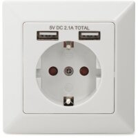 DIGITUS DA-70613 - Schutzkontakt Steckdose, 2x USB, USB...