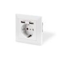 DIGITUS DA-70613 - Schutzkontakt Steckdose, 2x USB, USB Ges. Leistung 5V 2.1A, Eingang: AC 250V 50Hz, RAL 9003