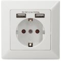 DIGITUS DA-70613 - Schutzkontakt Steckdose, 2x USB, USB Ges. Leistung 5V 2.1A, Eingang: AC 250V 50Hz, RAL 9003