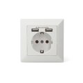 DIGITUS DA-70613 - Schutzkontakt Steckdose, 2x USB, USB Ges. Leistung 5V 2.1A, Eingang: AC 250V 50Hz, RAL 9003