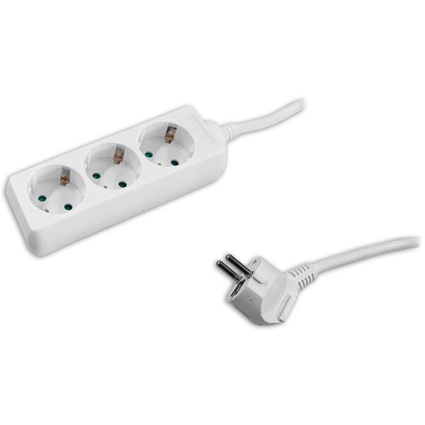 Steckdosenleiste  3 fach weiss SKU8755,3m Kabel, o.Schalter