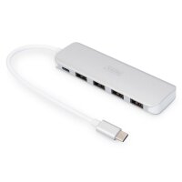 DIGITUS DA-70242-1 - 4-Port USB-C HUB + PD 4x USB 3.0, 1x PD Charging, Silber