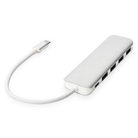 DIGITUS DA-70242-1 - 4-Port USB-C HUB + PD 4x USB 3.0, 1x PD Charging, Silber