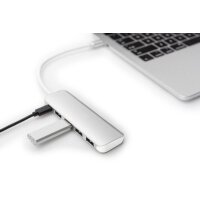 DIGITUS DA-70242-1 - 4-Port USB-C HUB + PD 4x USB 3.0, 1x PD Charging, Silber