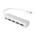 DIGITUS DA-70242-1 - 4-Port USB-C HUB + PD 4x USB 3.0, 1x PD Charging, Silber