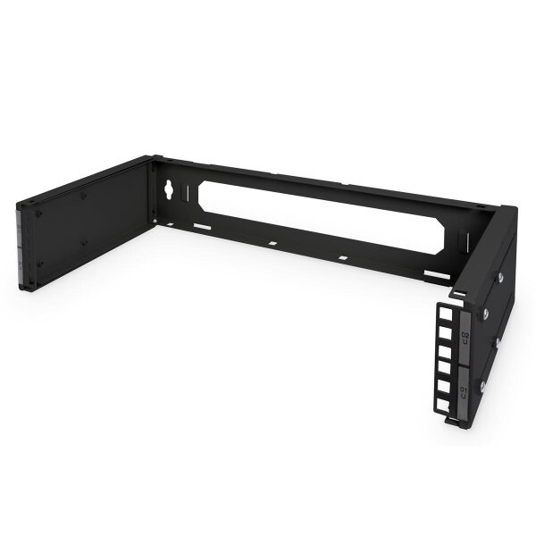 DIGITUS DN-19-PB-2U-SW - 2HE Wandmontage Patch-Halter,106x505x250 mm tiefenverstellbar, stapelbar, schwarz (RAL 9005)
