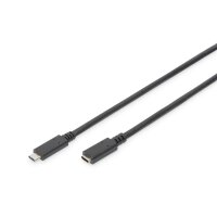 DIGITUS AK-300210-007-S - USB Type-C Verlängerungskabel, Typ C St/Bu, 0.7m, Gen2, 5A,10GB, 3.1 Version, CE, sw