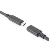 DIGITUS AK-300210-015-S - USB Type-C Verlängerungskabel, Typ C St/Bu, 1,5m, 3A, 480MB, Version 2.0, sw