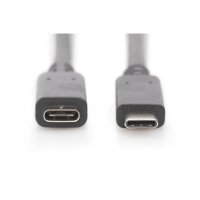 DIGITUS AK-300210-015-S - USB Type-C Verlängerungskabel, Typ C St/Bu, 1,5m, 3A, 480MB, Version 2.0, sw