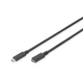 DIGITUS AK-300210-015-S - USB Type-C Verlängerungskabel, Typ C St/Bu, 1,5m, 3A, 480MB, Version 2.0, sw