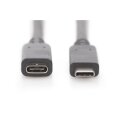 DIGITUS AK-300210-015-S - USB Type-C Verlängerungskabel, Typ C St/Bu, 1,5m, 3A, 480MB, Version 2.0, sw