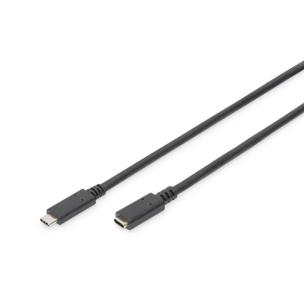 DIGITUS AK-300210-020-S - USB Type-C Verlängerungskabel, Typ C St/Bu, 2,0m, 3A, 480MB, Version 2.0, sw