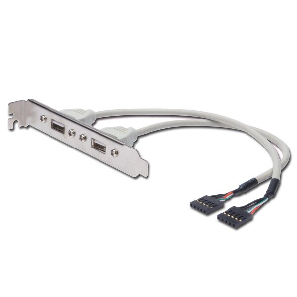 DIGITUS AK-300301-002-E - USB  Slotblechkabel, 2x Typ A - 2x5pin IDC, Bu/Bu,0.25m, USB 2.0 kompatibel, be