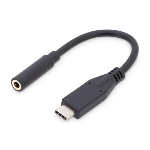 DIGITUS AK-300321-002-S - USB Type-C Audio Adapterkabel, Type-C - 3.5mm St/Bu, 0.2m, Audio in/out, Version 3.1, CE, sw