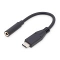 DIGITUS AK-300321-002-S - USB Type-C Audio Adapterkabel, Type-C - 3.5mm St/Bu, 0.2m, Audio in/out, Version 3.1, CE, sw