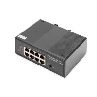 DIGITUS DN-651113 - Industrieller 7-port Gigabit PoE+Switch+1 PD-port IEEE802.3af/at, DIN rail, erweiterter Temp.Bereich