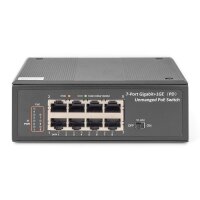 DIGITUS DN-651113 - Industrieller 7-port Gigabit PoE+Switch+1 PD-port IEEE802.3af/at, DIN rail, erweiterter Temp.Bereich
