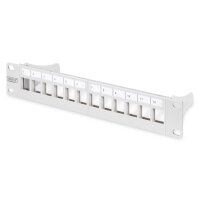 DIGITUS DN-91419 - Modular Patch Panel, geschirmt, 12-Port Blank,1HE,254mm (10") Rack Mount, grau RAL 7035