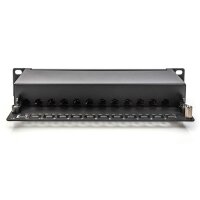 DIGITUS DN-91612S-EA - CAT 6A Patch Panel, geschirmt,12-Port 1HE, 10", Rack Mount,schwarz RAL 9005